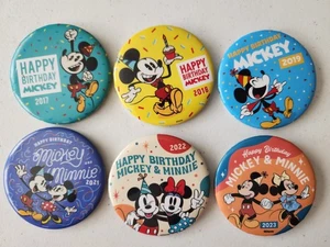 2017 2018 2019 2021 2022 2023 Disneyland Happy Birthday Mickey Pin-Back Buttons - Picture 1 of 2