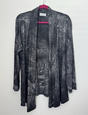 Cárdigan blusa plumero Avenue para mujer negro con lentejuelas ajustadas frente abierto 18/20 Foto 1 de 4