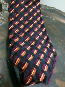 Ermenegildo Zegna Neck Tie SIlk & Chenille Purple & Black Diamond Pattern - Picture 1 of 5