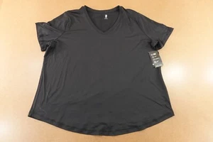 Ideology Womens Size 1X Black Short Sleeve V Neck Pullover Performance Tee NWT - Picture 1 of 9