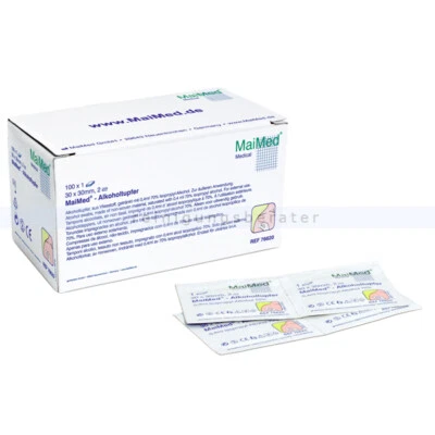 Wundtupfer,Alkoholtupfer MaiMed, 30x30 mm,weiß,Tupfer, 100 Stk./Box,PZN: 9391893 - Bild 1 von 2
