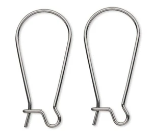 Ear Wire, 10 OR 100 Stainless Steel 25mm Kidney Shaped 21 Gauge Earrings - Picture 1 of 4