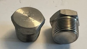 Hex Head Plug 1" 304 Stainless Steel Threaded Pipe Fitting lot of 2 pieces - Picture 1 of 4