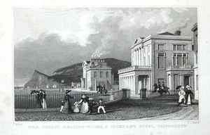 DEVON TEIGNMOUTH, HOTEL COCKRAM, SALAS DE LECTURA PÚBLICAS, Estampado Antiguo Allom 1832 - Imagen 1 de 1