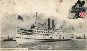 Hudson River Dampfschiff CW Morse Arthur Livingston Pub. Kreuzfahrtschiff Postkarte A889 - Bild 1 von 2