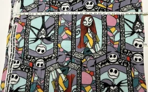 Fleece fabric by the yard - Nightmare Before Christmas Jack And Sally - 58” Wide - Picture 1 of 2