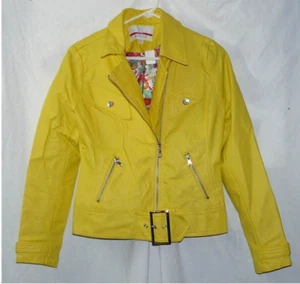 Dollhouse brand Faux Leather Motorcycle style Jacket, Lemon Yellow, sz M, GUC - Picture 1 of 1