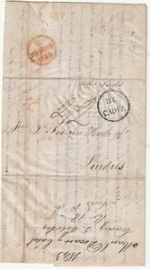 1843 SPAIN BRITISH CONSULAR CADIZ AGENCY PMK LETTER 2/2d POSTAGE TO FREDr HUTH - Picture 1 of 4