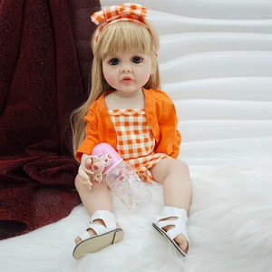 Muñeca bebé renacida cuerpo completo vinilo niña cabello rubio realista muñecas juguetes - Imagen 1 de 8