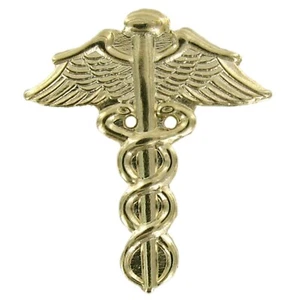 CADUCEUS GOLD PLATED LAPEL AWARD PIN 7/8" CLUTCHBACK MEDICAL FAST SHIPPING - Picture 1 of 1