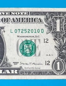 July 25, 2010 : L 07252010 D $ BIRTHDAY Note $1 One Dollar Bill - Picture 1 of 3