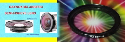 0.3X RAYNOX MX-3000 Pro ULTRA Wide Angle SEMI-FISHEYE LENS 52mm-58mm MX3000 SONY - Image 1 of 4