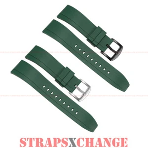 Premium Silicone Rubber Contoured GREEN Watch Strap Band Quick Release Bars - Picture 1 of 6