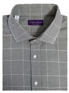 Camicia Ralph Lauren Viola Label Uomo 17 Grigio Glen Plaid Check Manica Lunga - Foto 1 di 14