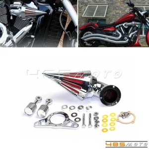 Chrome Spike Cone Air Cleaner Intake Filter Kit For Harley Touring Road Glide - Picture 1 of 9