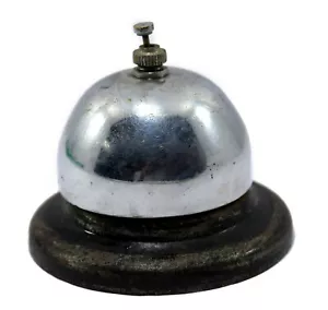 Campana de mesa de oficina con base de hierro fundido vintage coleccionable en estado utilizable. G41-68 - Imagen 1 de 10
