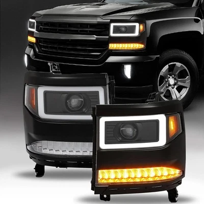 For 2016-2019 Chevy Silverado 1500 Projector HID/Xenon Headlight Pair W/ LED DRL - Image 1 of 4