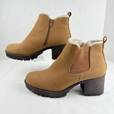 Baretraps 绝缘拉链踝靴棕褐色方跟女式 8.5 码 — 第 1/4 张图片