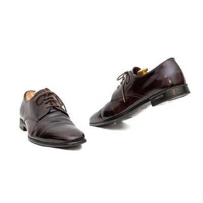 Prada Men’s Brown Polished Leather Oxford Dress Shoes – Size US 10 - Image 1 of 4