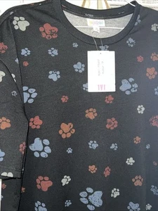 LuLaRoe Damen Top Größe M Top Tee Pfotenabdrücke Katzen Hunde grau schwarz Haustier - Bild 1 von 4