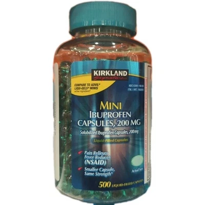 kirkland mini ibuprofen capsules  ,200 mg 500 capsules - Image 1 of 2