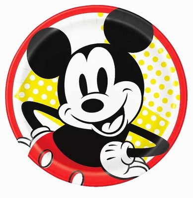 RARE NEW Unique Disney Mickey Mouse Forever 9" Round Dinner Paper Plates 8 Pcs - Image 1 of 3