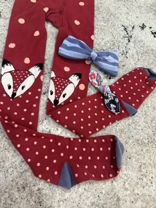Matilda Jane Little Critter Fox Tights Size 8-10 & Two Matching Hairbows - Picture 1 of 11
