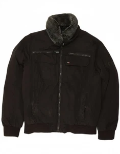 TOMMY HILFIGER Mens Bomber Jacket UK 38 Medium Black Polyester CM14 - Picture 1 of 6
