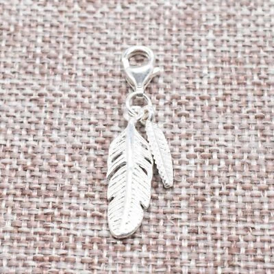 925 Sterling Silber Doppelfeder-Clip-on-Charm-Karabinerverschluss für Armband - Bild 1 von 4