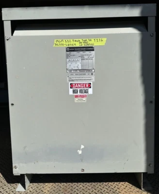 Transformador Pri 480V Sec 208Y/120V 3PH 60Hz 5.34 Imp 112.5KVA MGM AC370-L0314 Foto 1 de 4