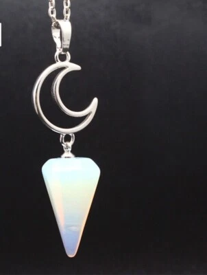 Collana piramide esagonale con GARANZIA vera pietra di luna argento 925 NUOVA - Immagine 1 di 3