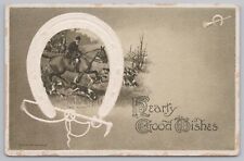 Salutations ~ Hearty Good Wishes ~ The Hunt ~ Cowboy ~ Cheval avec animaux ~ Horseshoe ~ PC vintage