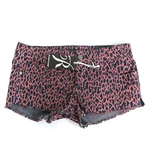 Pantaloncini corti Rampage LEXI stampa leopardata vita bassa orlo grezzo taglia 3 nuovi con etichette - Foto 1 di 4