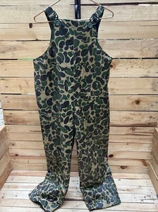 Seaway Men's Green Camouflage Quilted Bib Overall Rain Pants Size Medium - Picture 1 of 9