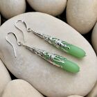 925 Sterling Silver And Sea Glass Pendant Filigree Drop Earrings Artisan Made