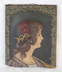 Johann Maresch JM Art Nouveau Terracotta Wall Plaque Woman Austrian Art Pottery - Picture 1 of 19