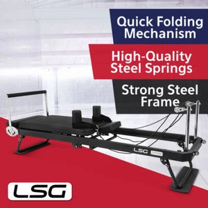 LSG GPR100 Foldable Pilates Reformer Machine 4 Spring & 5 Latex Cord Steel Frame - Picture 1 of 5