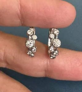 Diamond Earrings 18carat White Gold in 0.54ct Bubble Hoops 0.5ct Sleepers - Picture 1 of 20