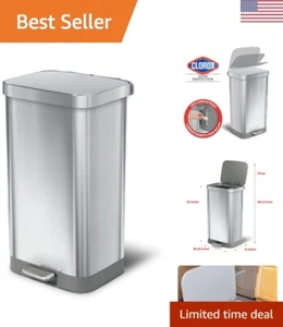 Durable Stainless Steel Step Trash Can with Soft Close Lid, Foot Pedal | 20 - Picture 1 of 12