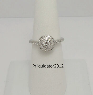 1/2CT Natural Diamond Halo Engagement Wedding Bridal Ring 14K White Gold Band - Image 1 of 4