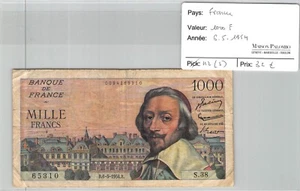 BANKNOTE France - 1000 Francs - 6/5/1954 - Fayette 42(5) - N°65310 - Picture 1 of 2