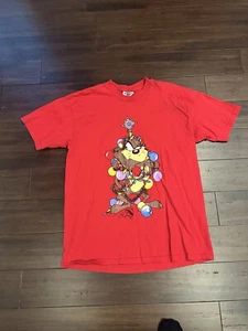 Vintage 1993 Taz Tazmanian Devil Looney Tunes Christmas Shirt Size Men's XL - Picture 1 of 7