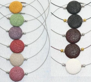 Halskette Halsreif große Lavascheibe 33mm Ø  Farbauswahl Strass  307j - Bild 1 von 23