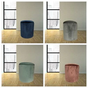 Velvet Footstool Pouffe Round Footrest Makeup Dressing Table Stool NEW - Picture 1 of 10