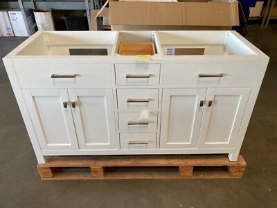 60" Blanco, Madera Maciza, Tocador Doble (Sin Encimera), SOLO RECOGIDA LOCAL (CA) Foto 1 de 4