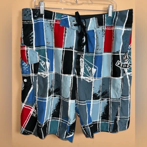 Volcom Men’s Size 38 Bright Geometric Pattern Swim Trunks Board Shorts - Picture 1 of 5