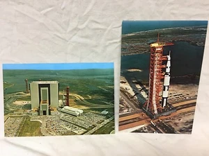 2 VINTAGE JOHN F KENNEDY SPACE CENTER APOLLO/SATURN V LARGE POST CARDS - Picture 1 of 3