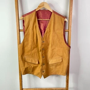 St. Michael From Marks & Spencer Vest Jacket Womens 4 Brown Leather Sleeveless - Picture 1 of 11