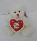 Russ ~ Small White Bear Plush W/Wings & 'Love' Heart