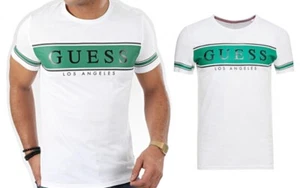 GUESS Men's Banner Panel T-Shirt Crew Neck Short Sleeve Soft Cotton Tee M - 2XL - Picture 1 of 12